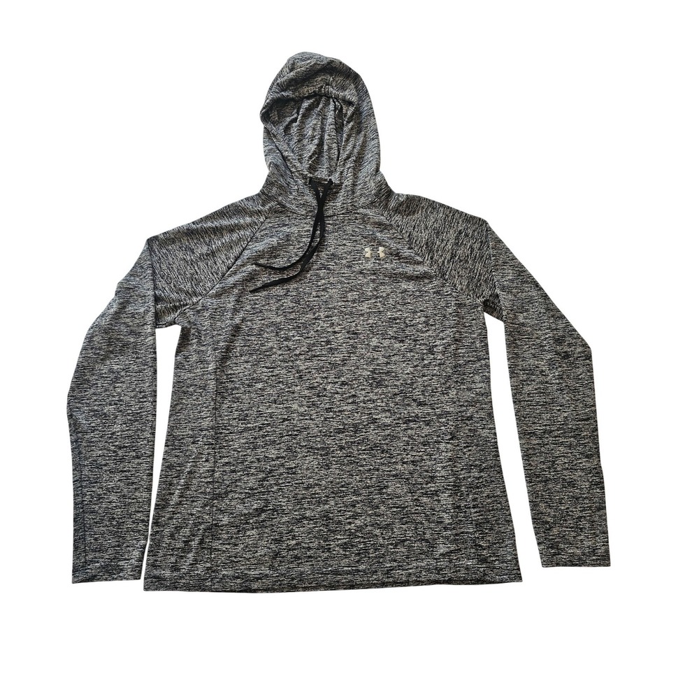 Under Armour Hoodie Mens Large Black White Space Dye HeatGear Training Pullover